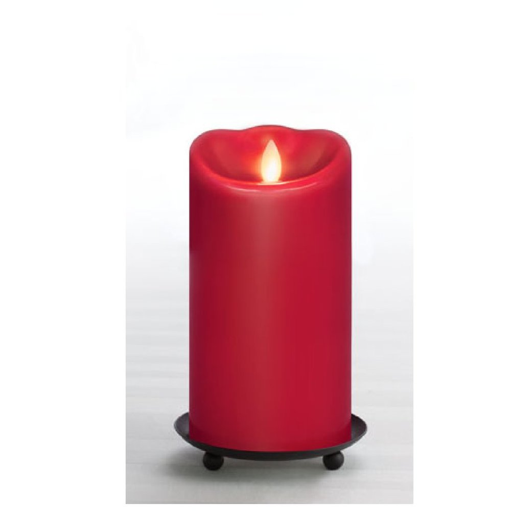 NIB- 3.75"x7.5" Red Flameless LED Pillar Candle by Mirage (Candle Impressions)